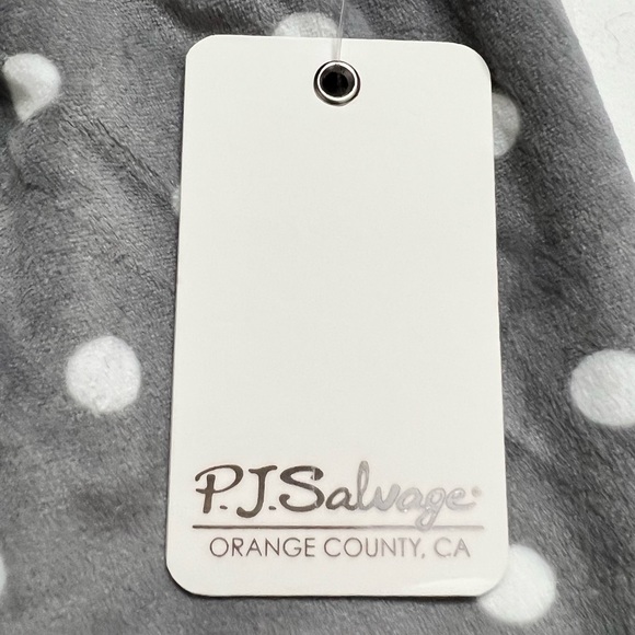 Pj Salvage Velour Lounge/PJ Pant. Grey with White Polka Dots and Port Trim, Lg. - Picture 6 of 16